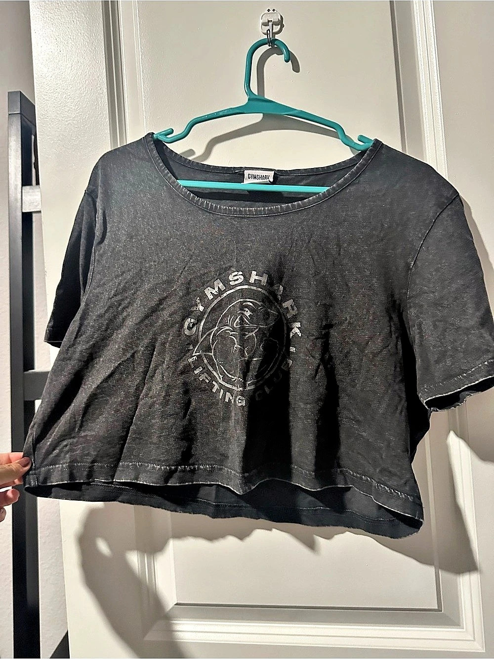 Gymshark GSLC Washed Graphic Crop Top Black Large